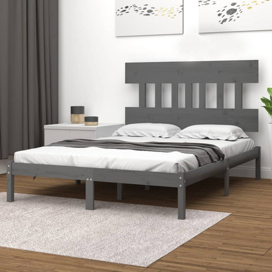 vidaXL Bed Frame Grey Solid Wood 120x190 cm Small Double