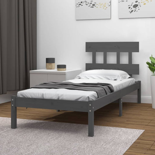 vidaXL Bed Frame Grey Solid Wood 90x200 cm