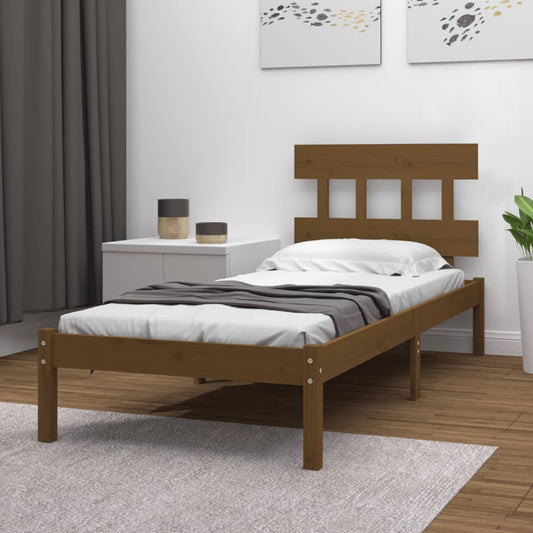 vidaXL Bed Frame Honey Brown Solid Wood 100x200 cm