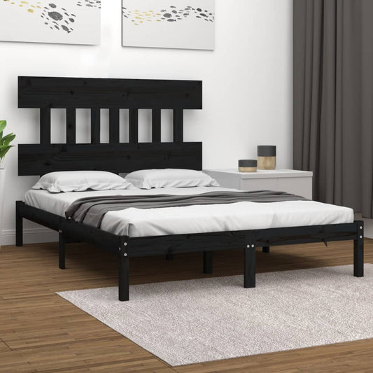 vidaXL Bed Frame Black Solid Wood 120x200 cm