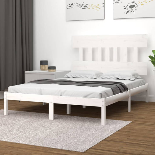 vidaXL Bed Frame White Solid Wood 180x200 cm Super King Size