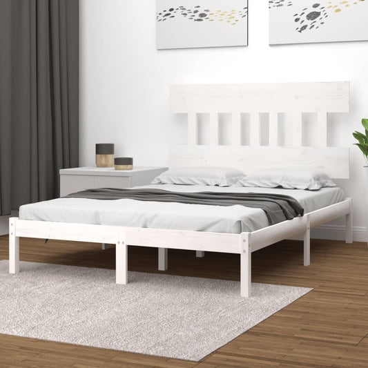 vidaXL Bed Frame White Solid Wood 200x200 cm