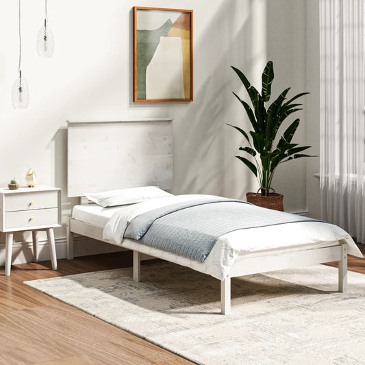 vidaXL Bed Frame White Solid Wood Pine 90x200 cm