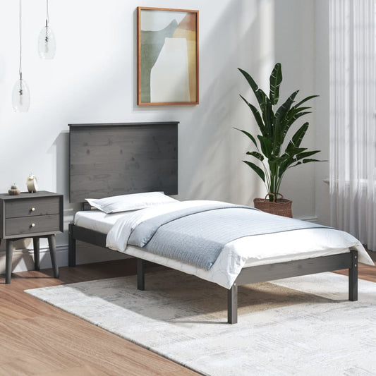 vidaXL Bed Frame Grey Solid Wood Pine 90x200 cm
