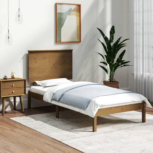 vidaXL Bed Frame Honey Brown Solid Wood Pine 100x200 cm