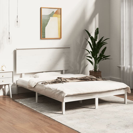 vidaXL Bed Frame White Solid Wood Pine 120x200 cm