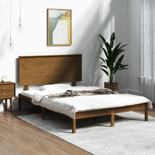 vidaXL Bed Frame Honey Brown Solid Wood Pine 140x200 cm