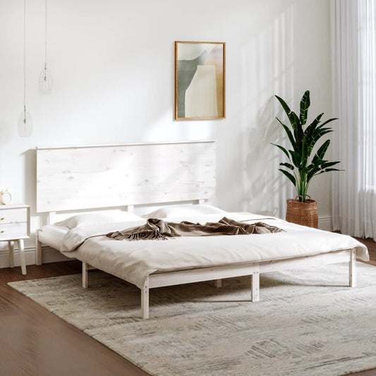 vidaXL Bed Frame White Solid Wood 150x200 cm King Size