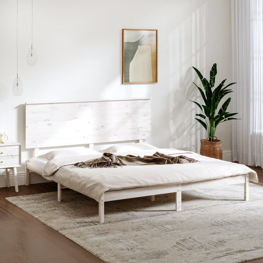 vidaXL Bed Frame White Solid Wood Pine 160x200 cm
