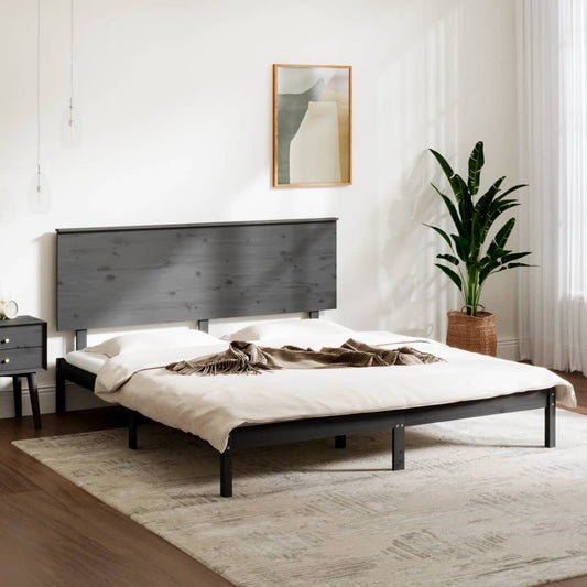 vidaXL Bed Frame Grey Solid Wood Pine 200x200 cm