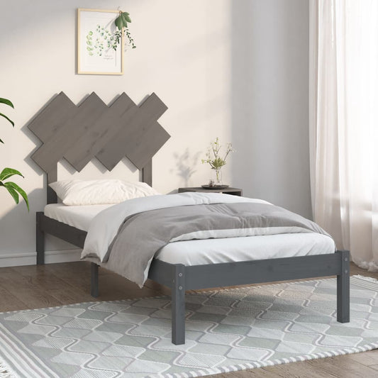 vidaXL Bed Frame Grey 90x190 cm Single Solid Wood