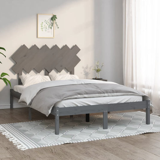 vidaXL Bed Frame Grey 120x190 cm Small Double Solid Wood