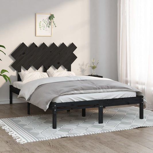 vidaXL Bed Frame Black 120x190 cm Small Double Solid Wood