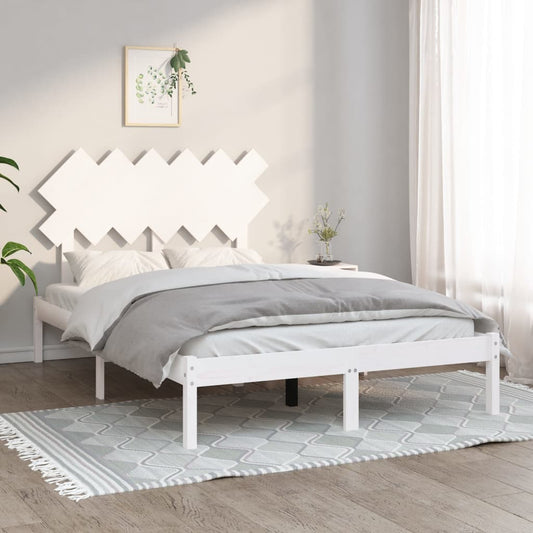 vidaXL Bed Frame White 135x190 cm Double Solid Wood