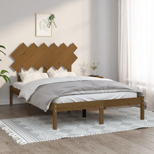 vidaXL Bed Frame Honey Brown 135x190 cm Double Solid Wood