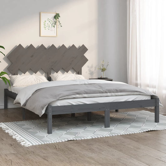 vidaXL Bed Frame Grey 140x190 cm Solid Wood