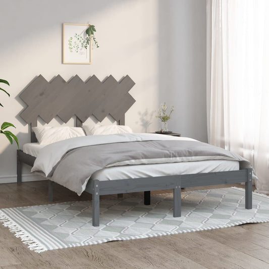 vidaXL Bed Frame Grey 120x200 cm Solid Wood