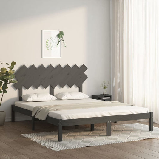 vidaXL Bed Frame Grey 160x200 cm Solid Wood