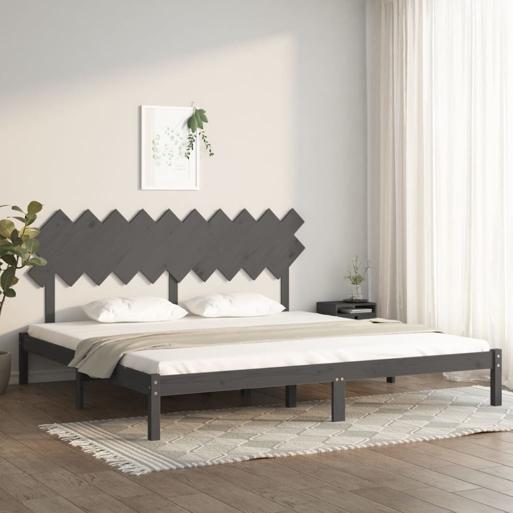vidaXL Bed Frame Grey 200x200 cm Solid Wood