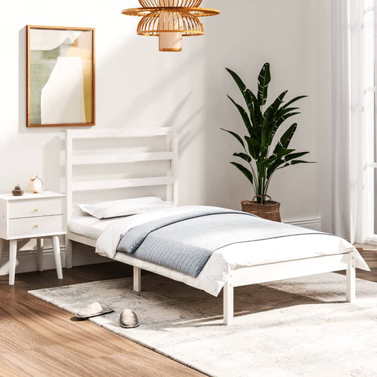 vidaXL Bed Frame White Solid Wood 90x190 cm Single