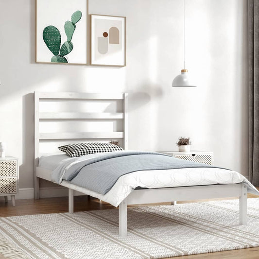 vidaXL Bed Frame White Solid Wood Pine 100x200 cm