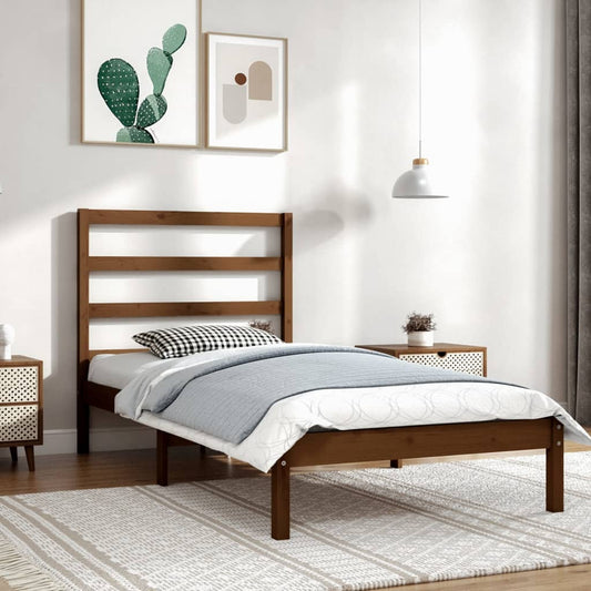 vidaXL Bed Frame Honey Brown Solid Wood Pine 100x200 cm