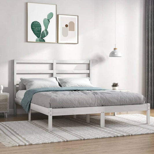 vidaXL Bed Frame White Solid Wood Pine 140x200 cm