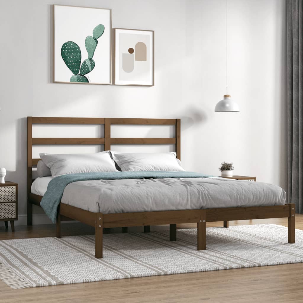 vidaXL Bed Frame Honey Brown Solid Wood Pine 140x200 cm