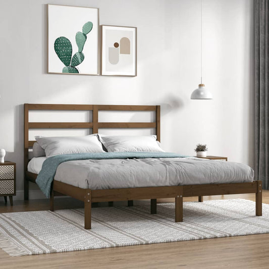 vidaXL Bed Frame Honey Brown Solid Wood Pine 140x200 cm