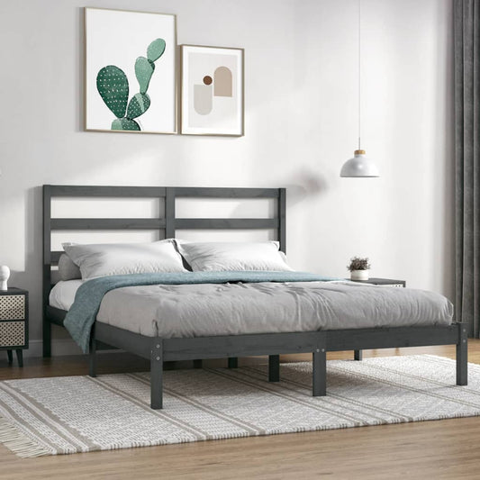 vidaXL Bed Frame Grey Solid Wood Pine 160x200 cm
