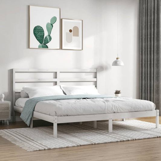 vidaXL Bed Frame White Solid Wood Pine 200x200 cm