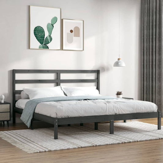 vidaXL Bed Frame Grey Solid Wood Pine 200x200 cm
