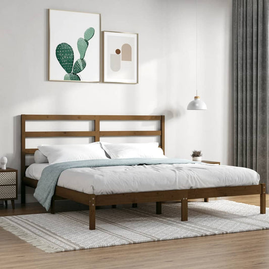 vidaXL Bed Frame Honey Brown Solid Wood Pine 200x200 cm