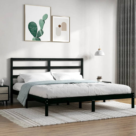 vidaXL Bed Frame Black Solid Wood Pine 200x200 cm