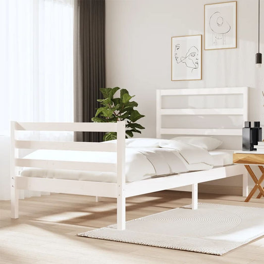 vidaXL Bed Frame White Solid Wood Pine 90x190 cm Single