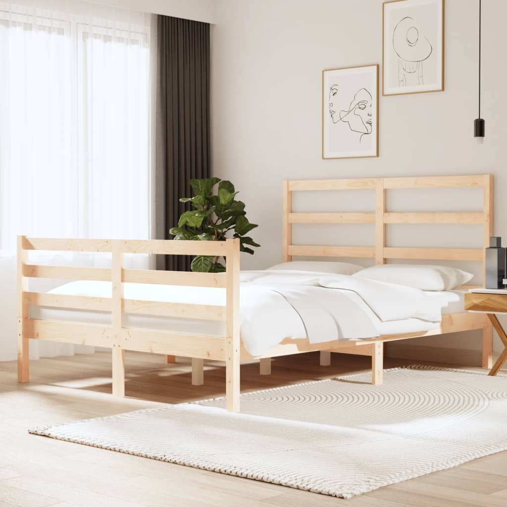 vidaXL Bed Frame Solid Wood Pine 120x190 cm Small Double