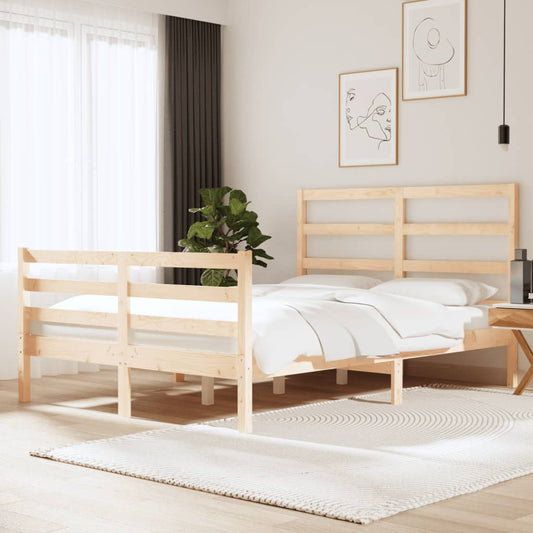 vidaXL Bed Frame Solid Wood Pine 135x190 cm Double