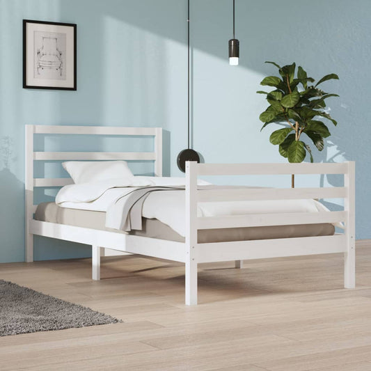 vidaXL Bed Frame White Solid Wood Pine 100x200 cm