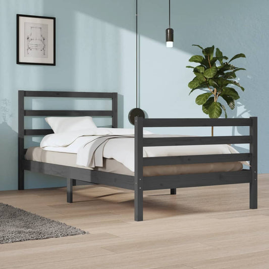 vidaXL Bed Frame Grey Solid Wood Pine 100x200 cm