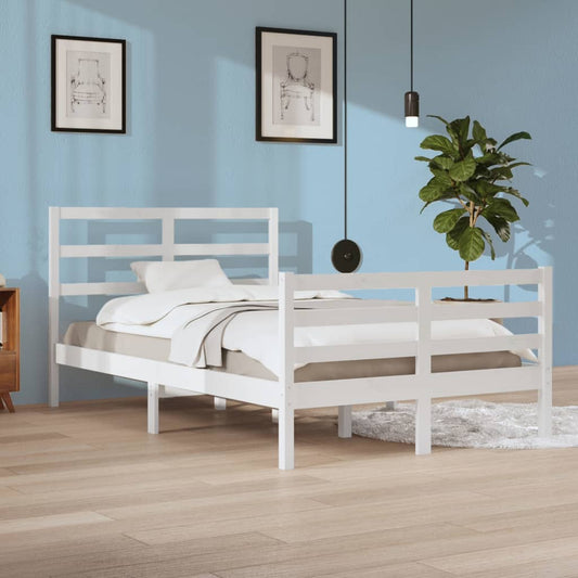 vidaXL Bed Frame White Solid Wood Pine 120x200 cm