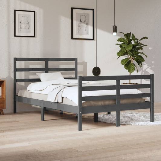 vidaXL Bed Frame Grey Solid Wood Pine 120x200 cm