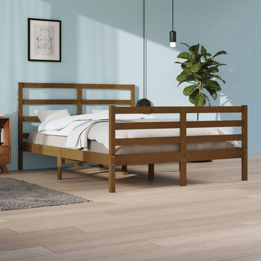 vidaXL Bed Frame Honey Brown Solid Wood Pine 140x200 cm