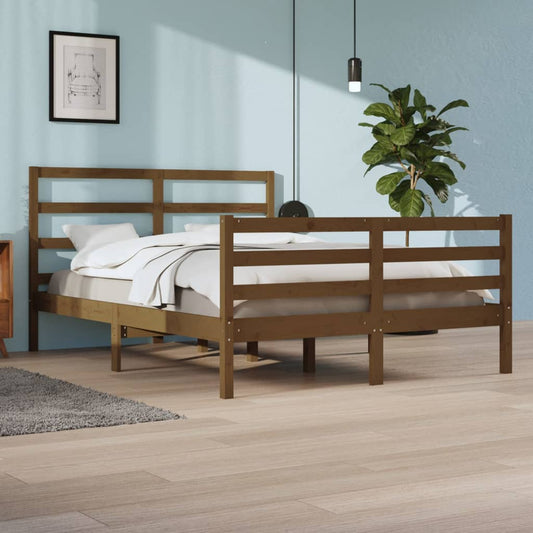 vidaXL Bed Frame Honey Brown Solid Wood Pine 160x200 cm