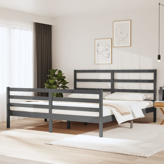 vidaXL Bed Frame Grey Solid Wood Pine 180x200 cm Super King Size