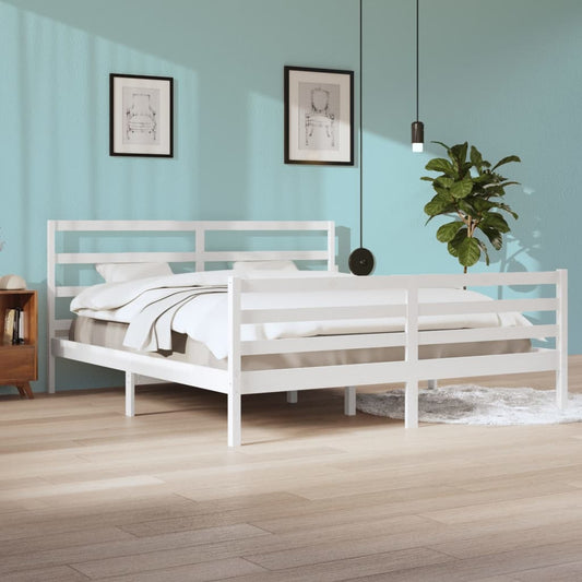 vidaXL Bed Frame White Solid Wood Pine 200x200 cm