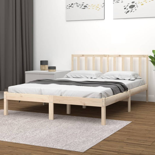 vidaXL Bed Frame Solid Wood Pine 135x190 cm Double