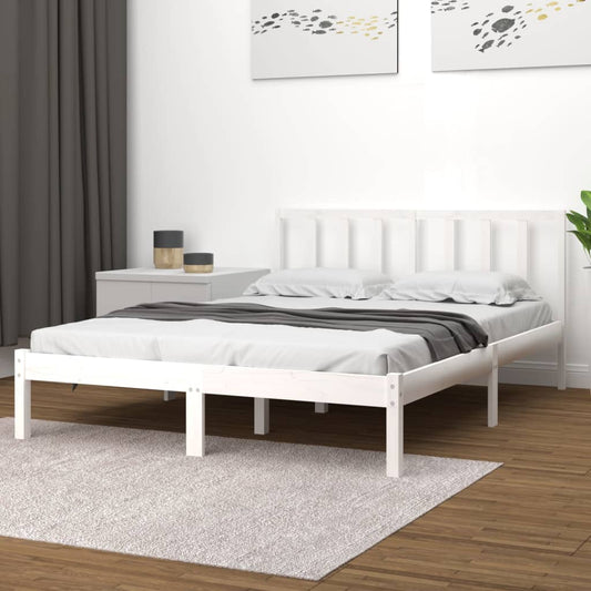 vidaXL Bed Frame White Solid Wood Pine 160x200 cm