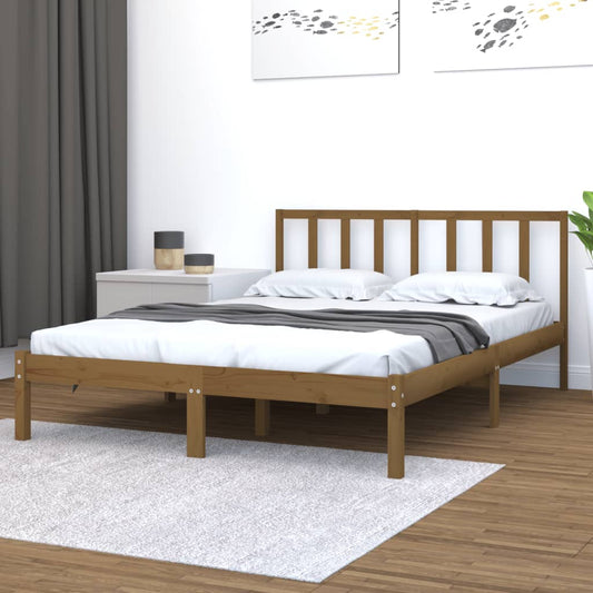 vidaXL Bed Frame Honey Brown Solid Wood Pine 160x200 cm