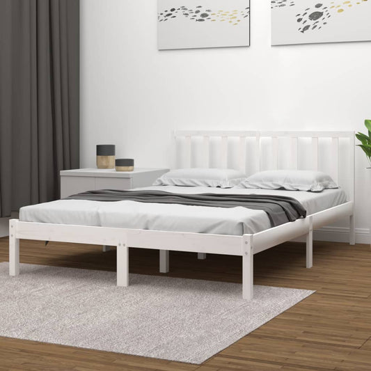 vidaXL Bed Frame White Solid Wood Pine 200x200 cm