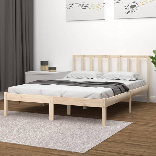 vidaXL Bed Frame Solid Wood Pine 135x190 cm Double